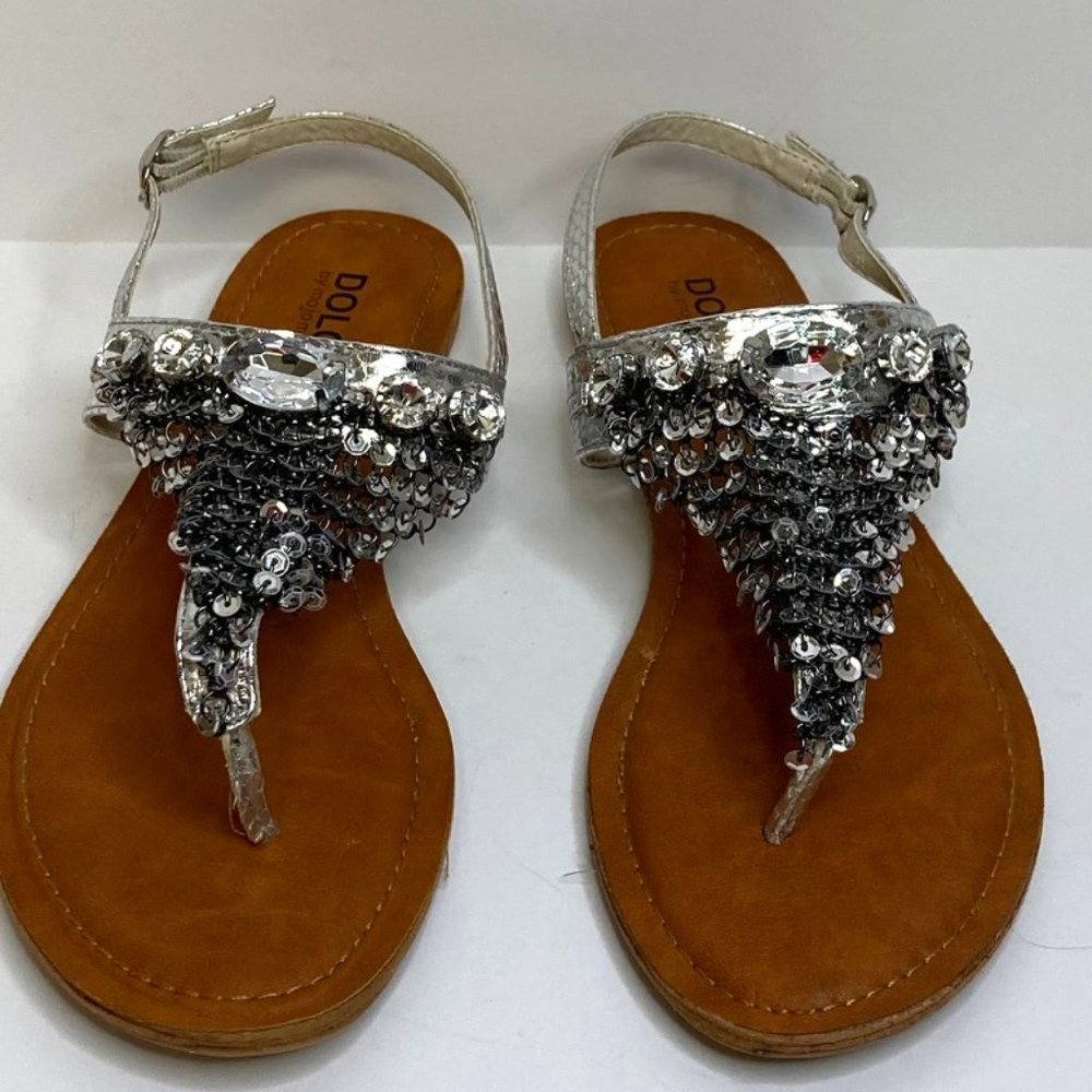 Dolce Silver w/Gems and Sequins Sandals NWT New in Box 7 Med